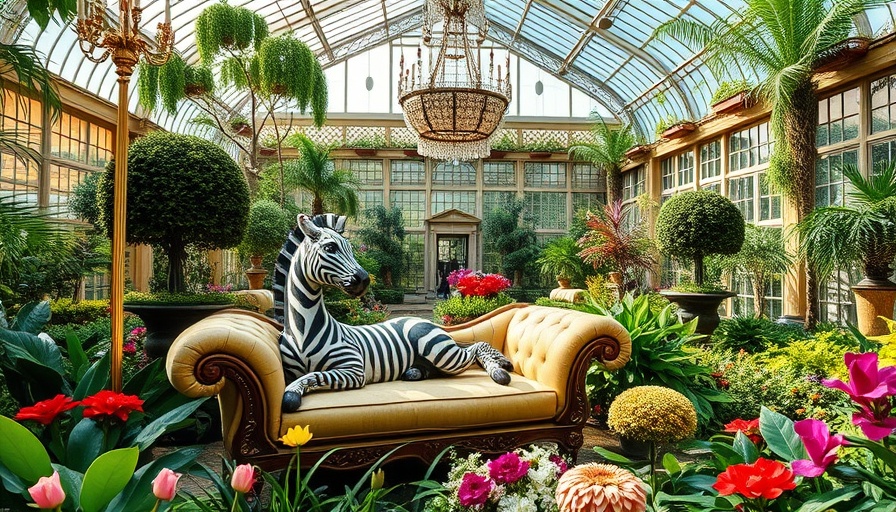Bellagio Garden Las Vegas with topiary and zebra sculpture.