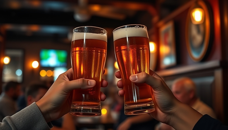 Toasting beer glasses at Charlotte Reader Appreciation Night in a cozy bar.