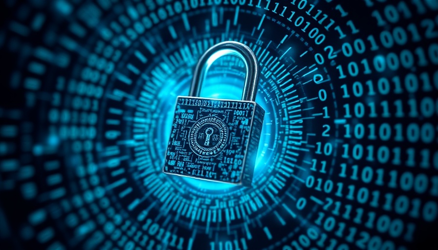 Cybersecurity concept with digital padlock and binary code representing malware-as-a-service on GitHub.