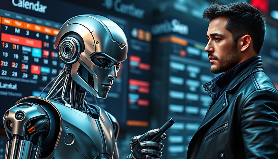 AI creativity concept with a robot and man using digital interface