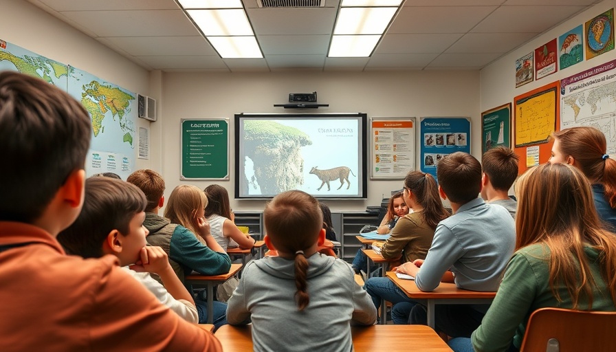 Students watching a wildlife conservation video in a classroom.