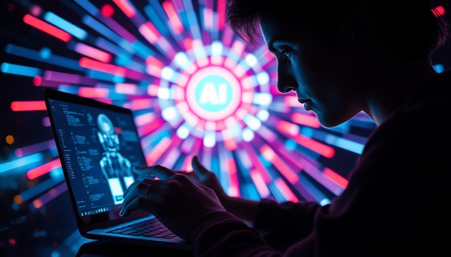 Futuristic AI data protection concept with silhouette and laptop