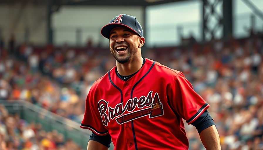 Atlanta Braves player energetically celebrates against Yankees.