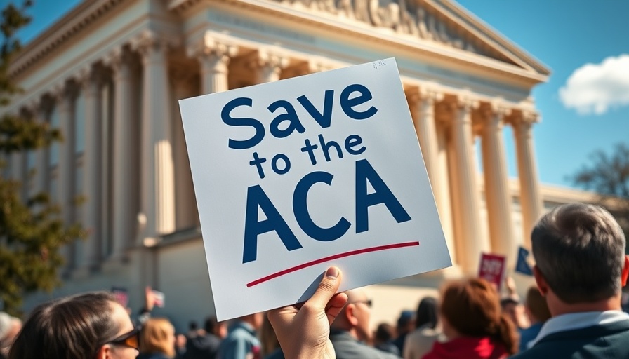 Protester holding 'Save the ACA' sign in front of Supreme Court.