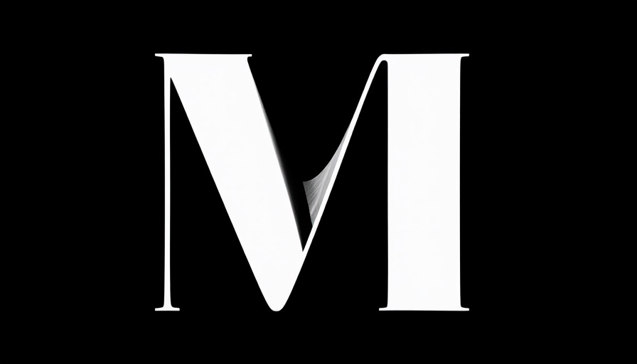Minimalistic black and white letter M on plain background