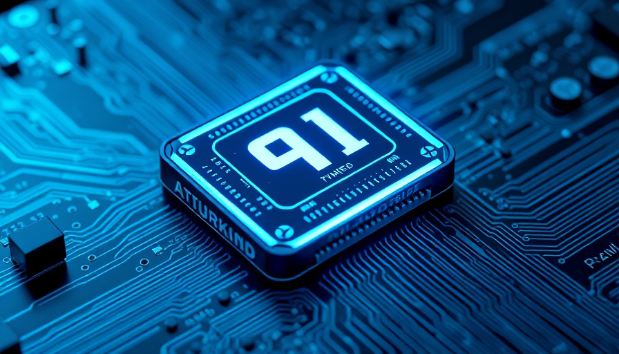 Futuristic AI chip glowing amidst a tech grid, AI chip startup partnership