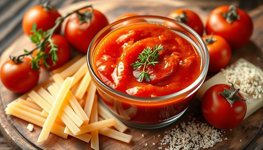 Delicious homemade-style tomato sauce garnished with oregano.