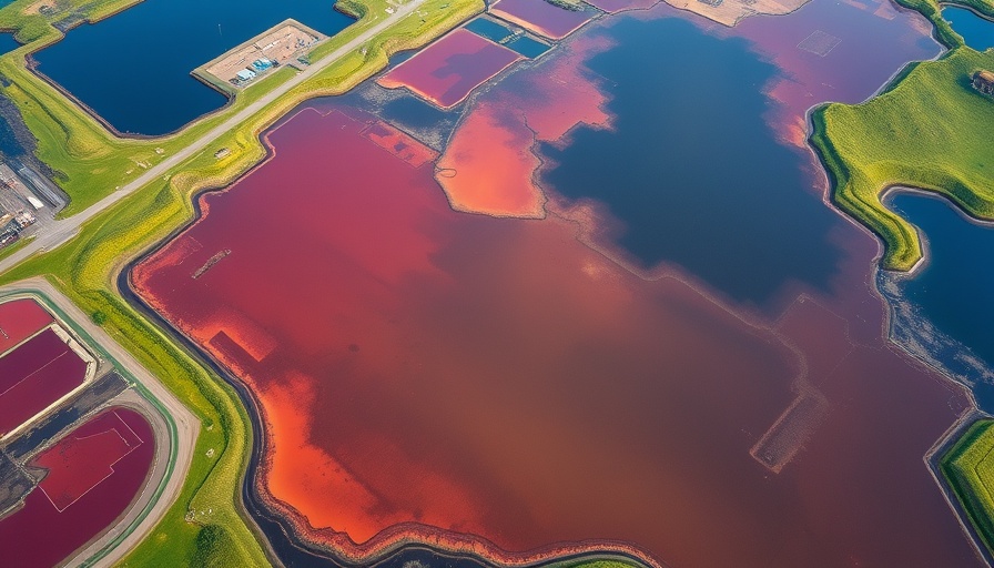 Aerial view of toxic waste pond near River Parishes alumina refinery.