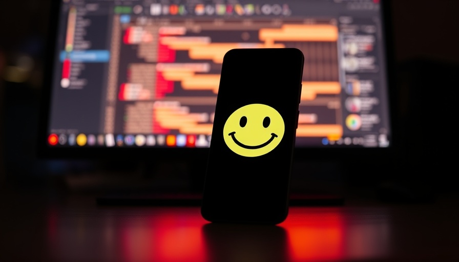Hugging Face logo on smartphone screen with computer background.
