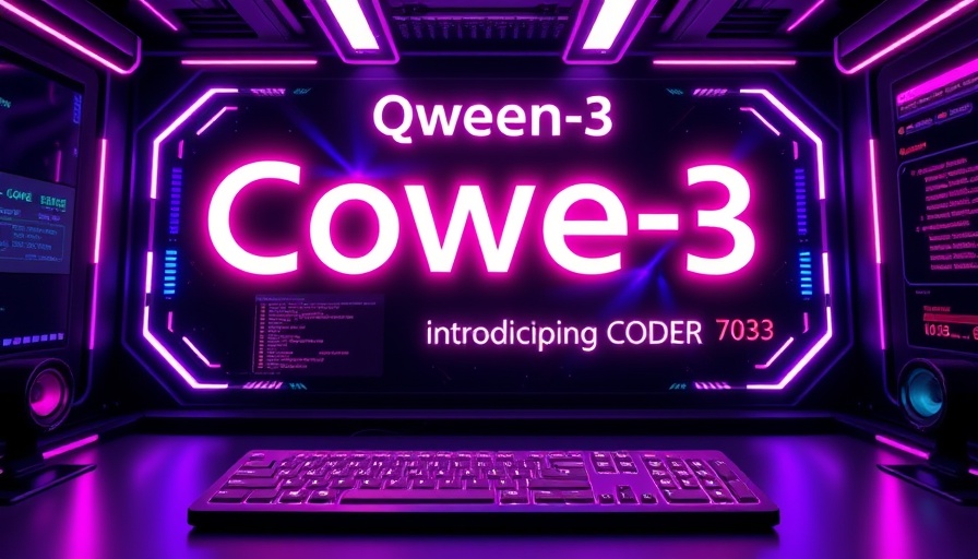 Futuristic Qwen-3 Coder interface with glowing elements.