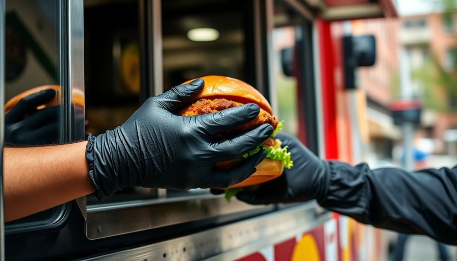 Food truck serving burgers in an urban setting; Charlotte health news.
