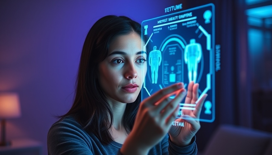 Focused woman exploring futuristic health technology display.