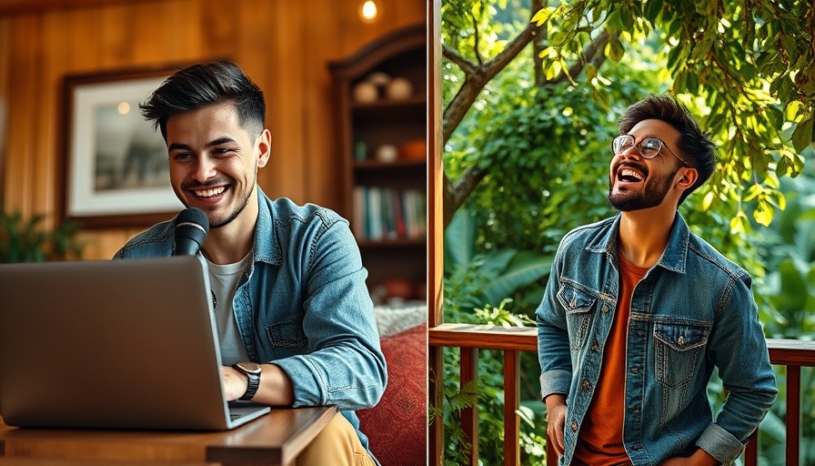 Young man showing AI creativity during a video call.