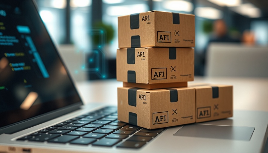 AI-powered dropshipping concept with boxes and AI graphic