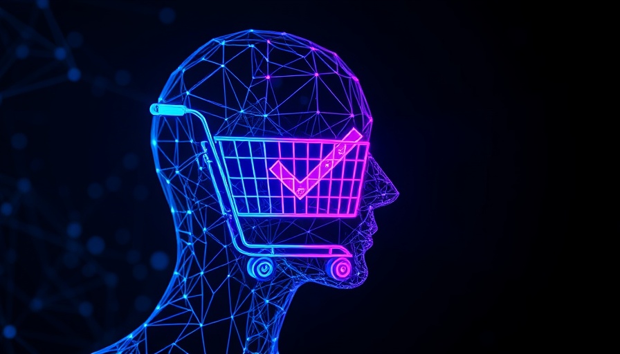 AI-driven marketing strategies concept with digital mesh and icons.