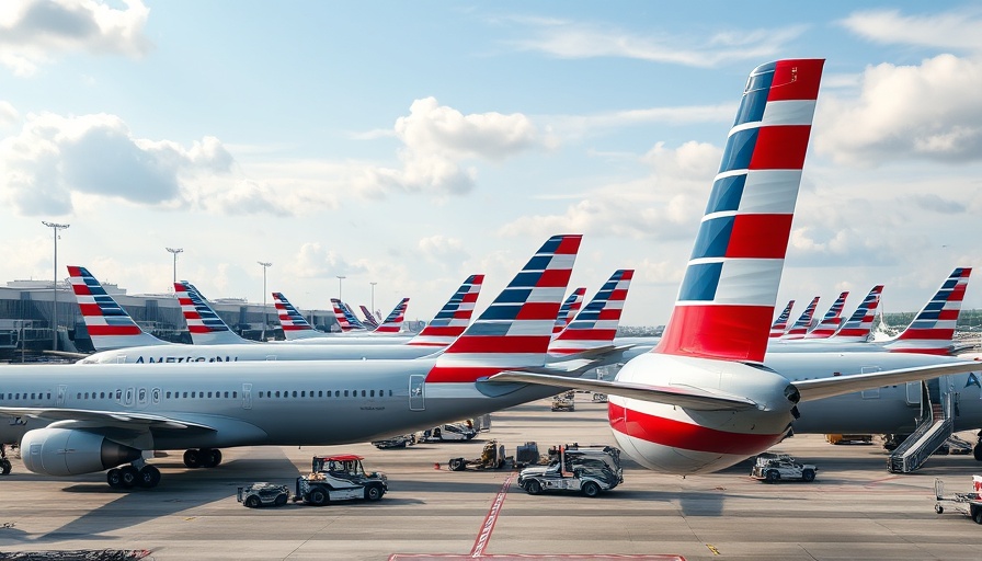 American Airlines planes parked at airport amid shares fall discussion.