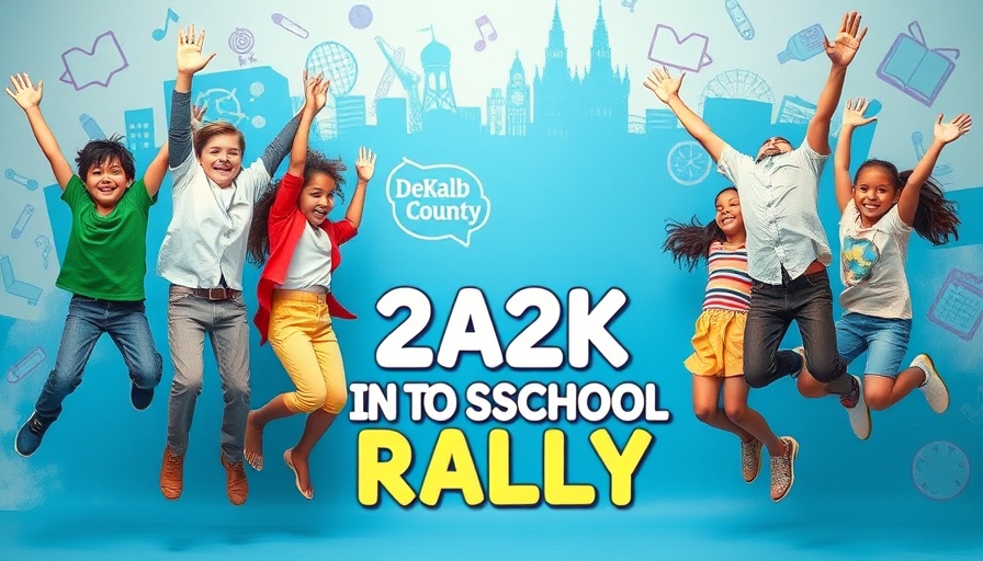 DeKalb Rockdale back-to-school events 2025, kids jumping, blue theme