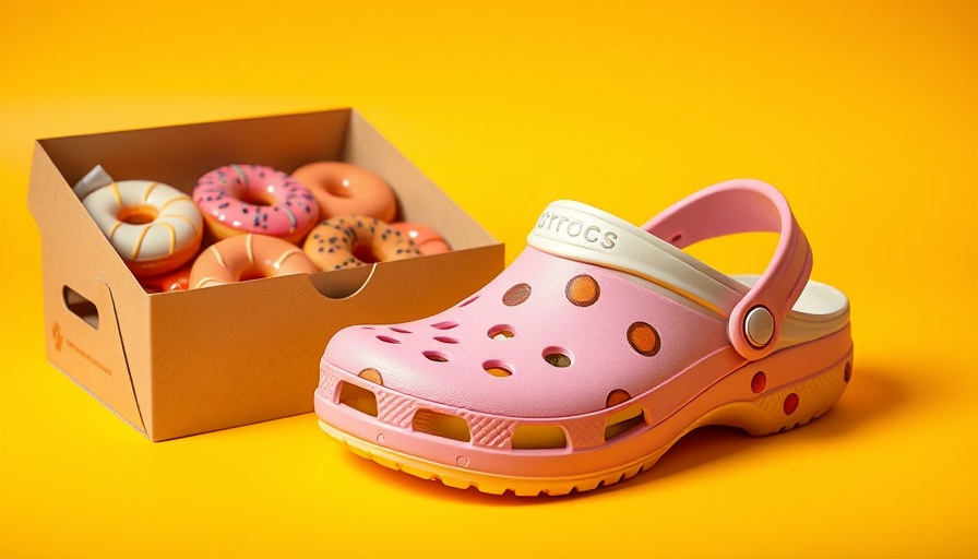 Krispy Kreme Crocs collaboration featuring doughnut-themed shoes and colorful treats.