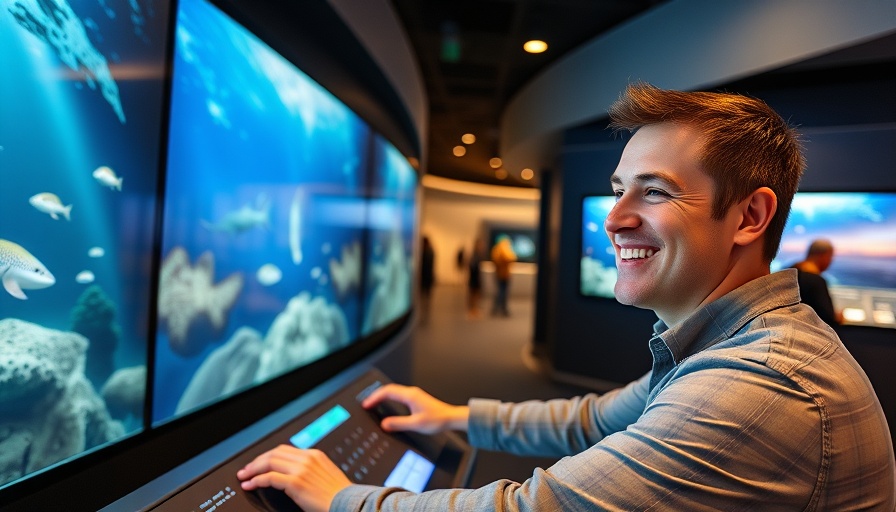 OceanXperience Charlotte visitor exploring ocean simulator in high-tech exhibit.