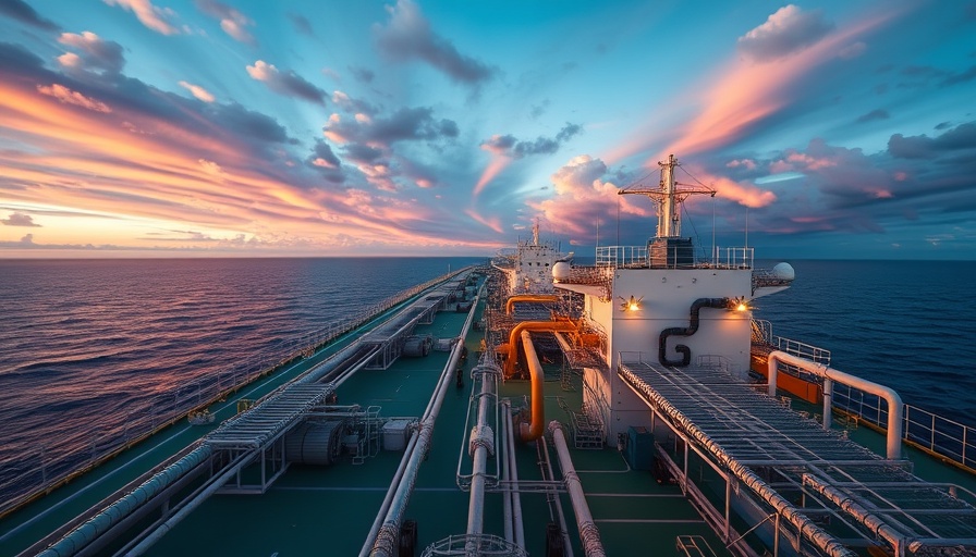Venture Global LNG investment: LNG carrier deck at sunset with ocean view.