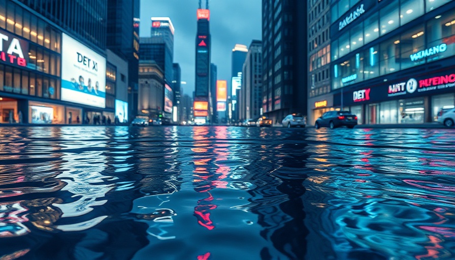 Surreal water illusion effects in a modern urban scene.