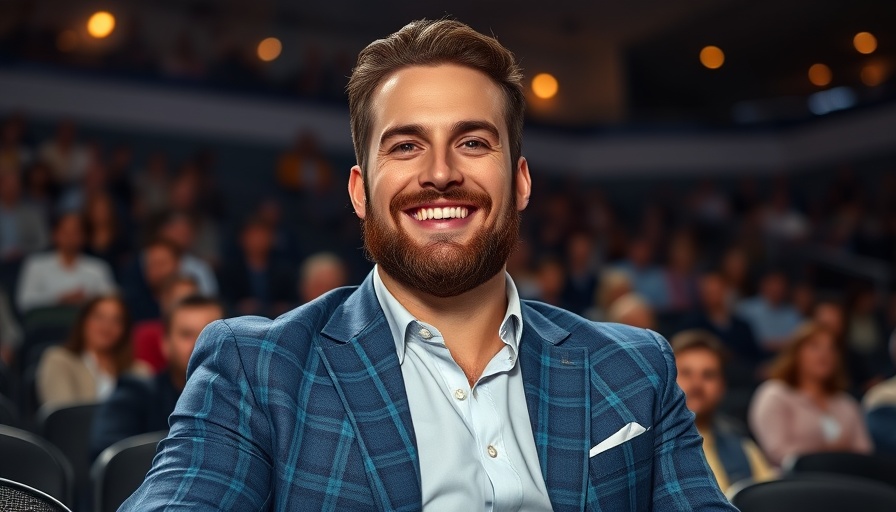 Smiling man in arena representing global explosion of the fight business.
