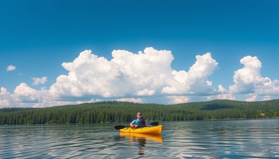 Scenic kayaking in Swain County lake surrounded by forests.