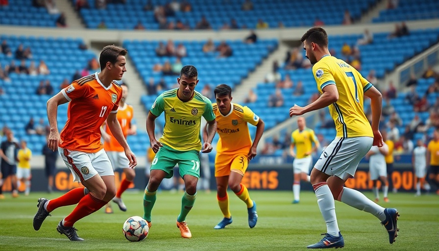 Charlotte FC soccer players strategizing during a match.