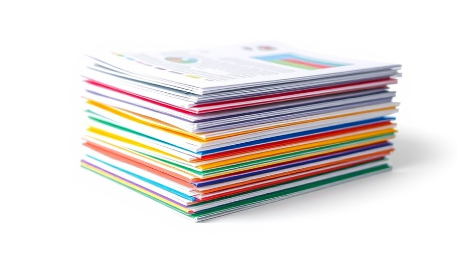 Abstract finance graphics representing AI stocks investment on multicolored documents.