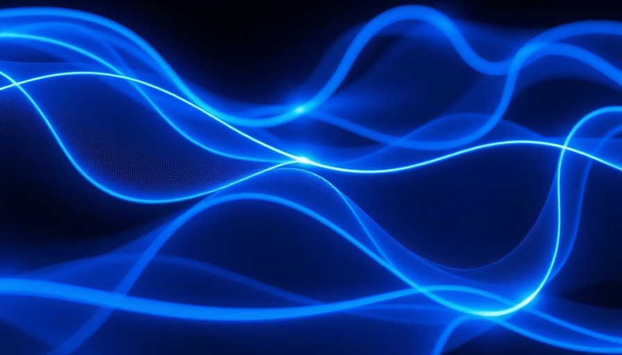 Abstract glowing blue waveforms with ethereal design