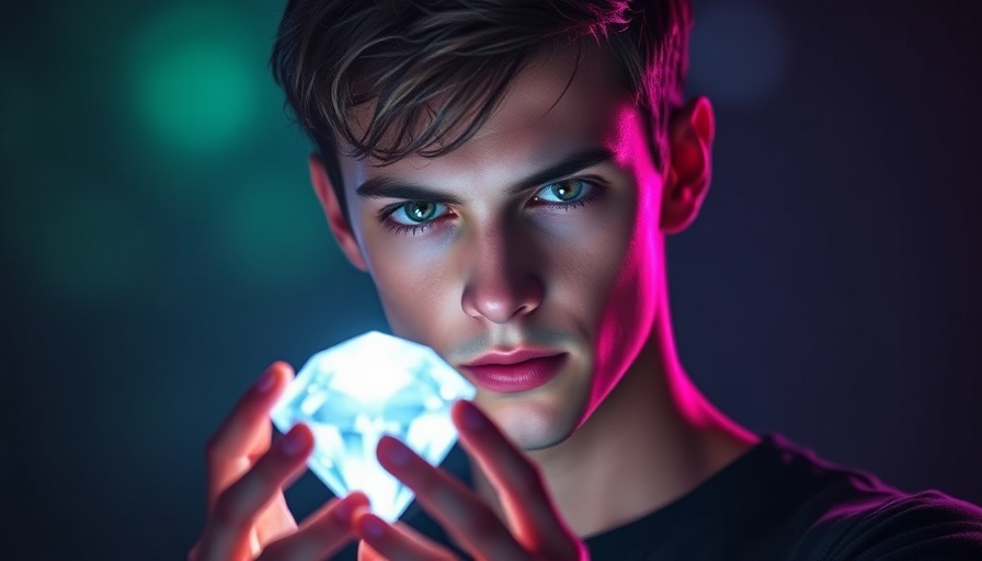 AI creativity concept with person holding glowing diamond.