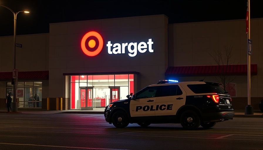 Police vehicle outside Target at night - Vegas crime updates.