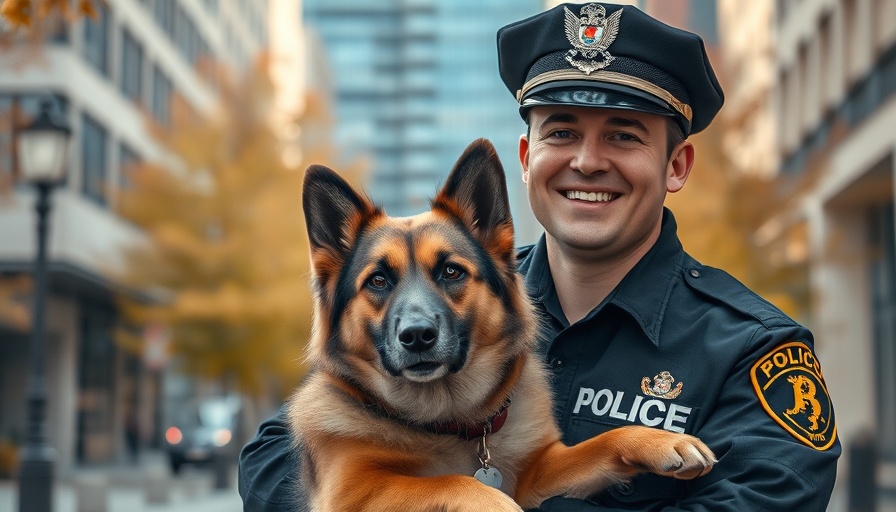 Gastonia Hero Hound with police officer at event.