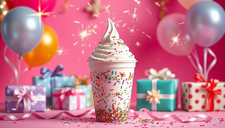 TCBY birthday celebration with frozen yogurt, balloons, gifts, and deal details.
