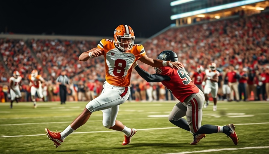 Tennessee Volunteers player evading tackle in an intense game.