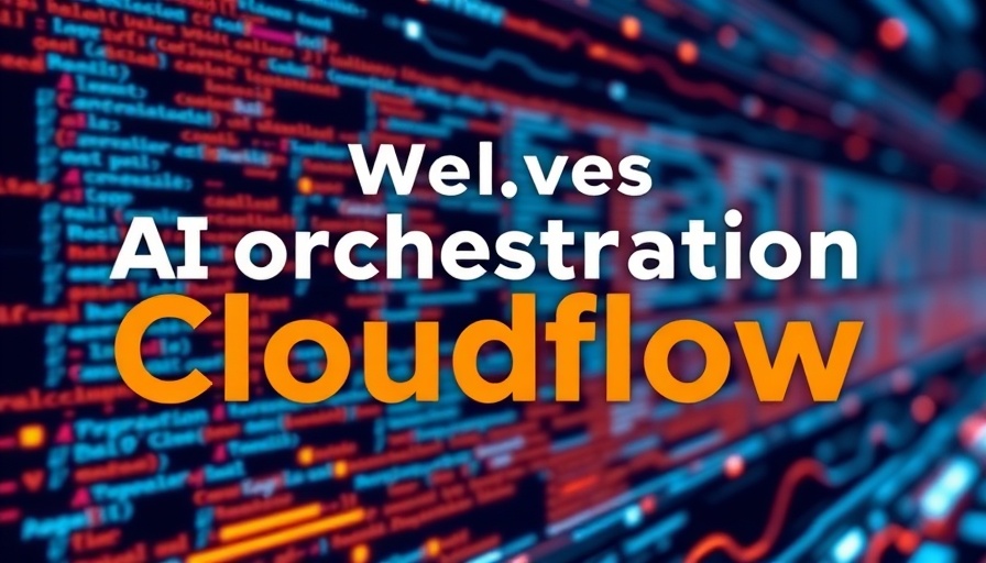 AI orchestration framework Cloudflow promotional graphic with dynamic elements.