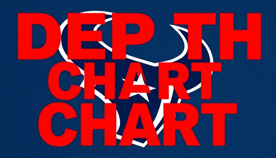 Vibrant Houston Texans depth chart design featuring logo and bold text.
