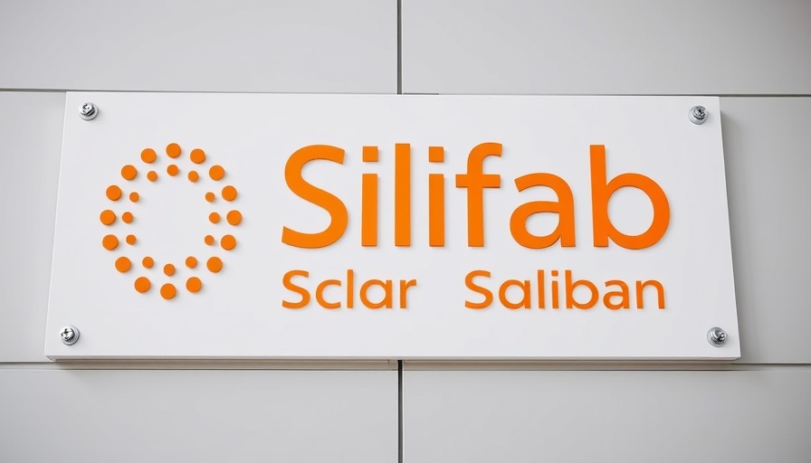 Silfab Solar factory sign on building facade, showcasing brand visibility.