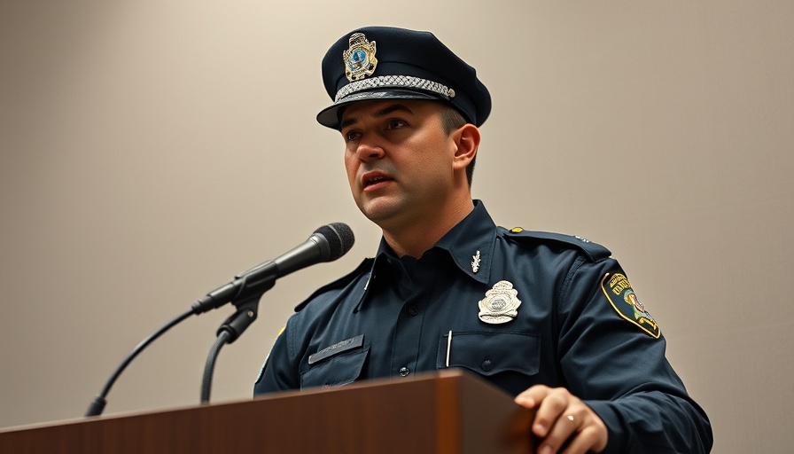 Police officer addressing audience in Charlotte.