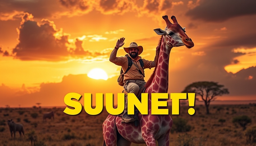 GPT-5 AI Creativity concept art featuring safari man and pink giraffe.