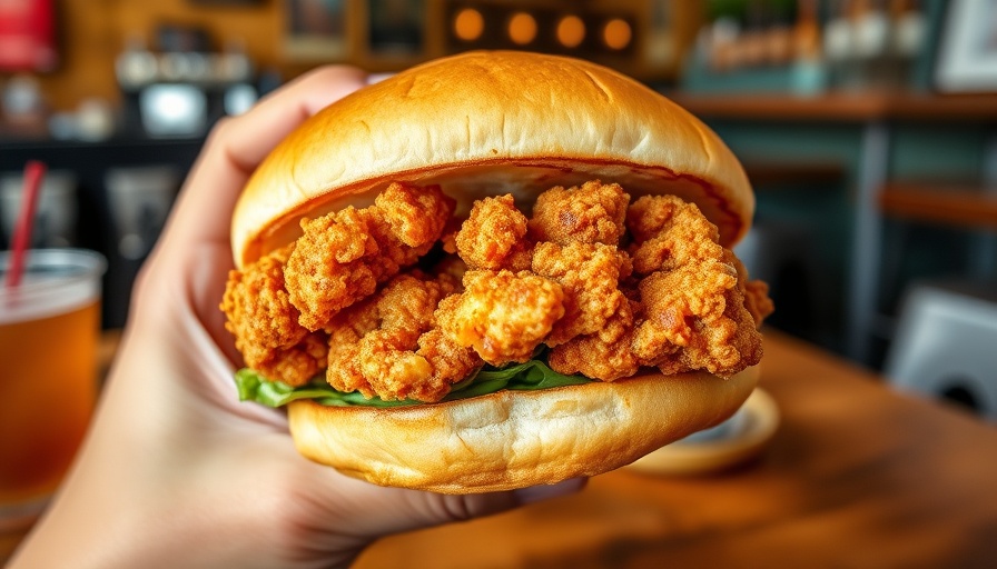 Crispy chicken sandwich from Chowhound recipes being held.