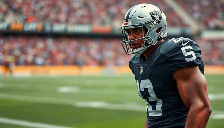 Raiders news: Focused player in uniform on field.