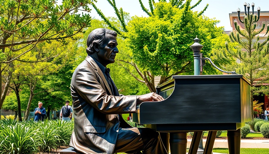 Charlotte local news: Man takes selfie with bronze statue in garden.