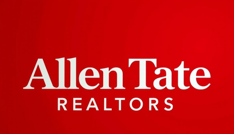 Allen Tate rebranding logo with bold serif font on red background.
