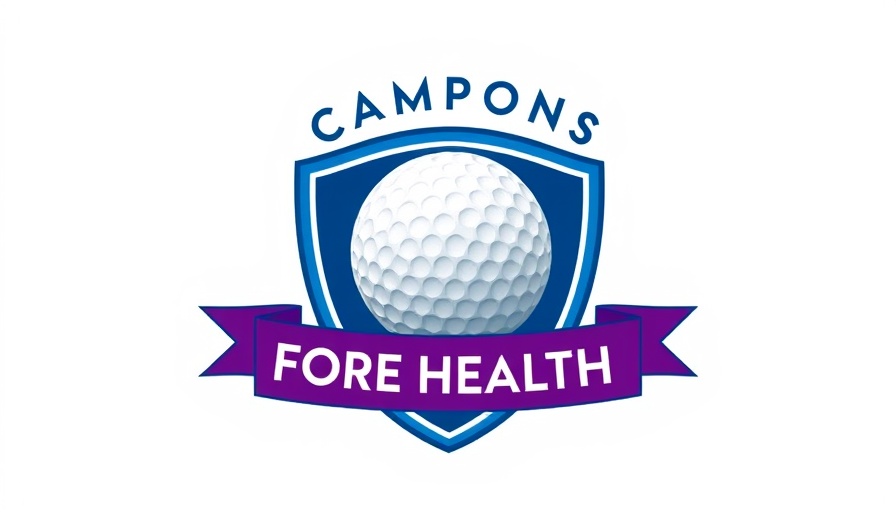 Champions FORE Health Golf Tournament logo with golf ball and shield