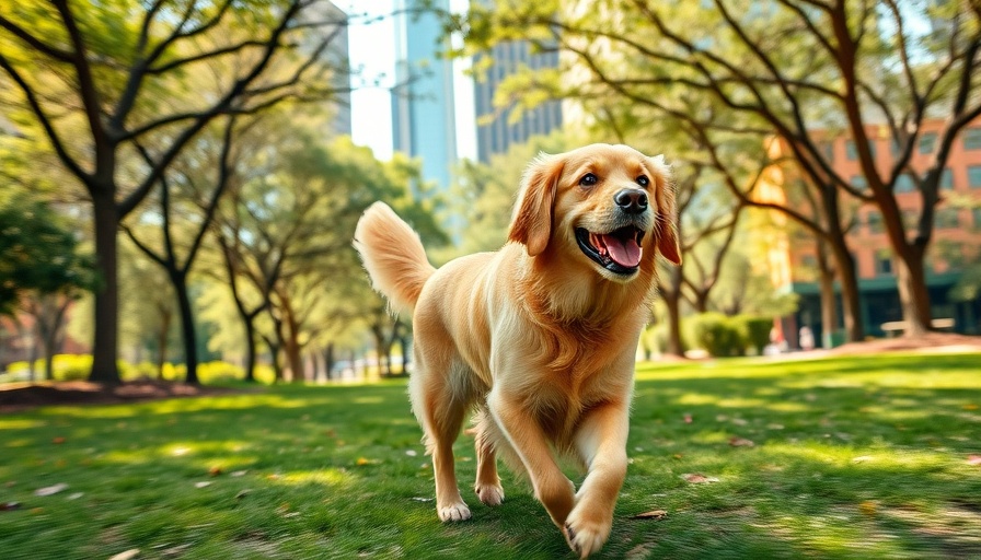Golden retriever enjoying sunny day, dog care in Houston.