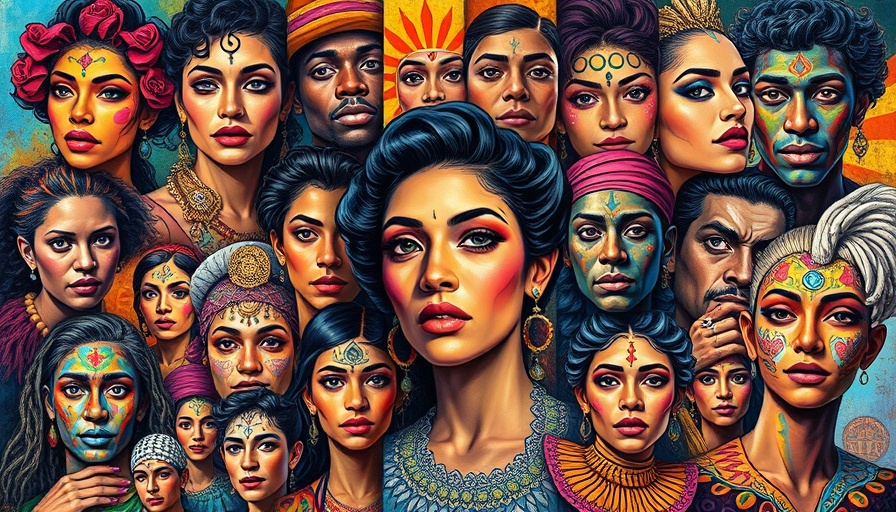 Flyer promoting Hispanic art culture in Fort Lauderdale with colorful artworks.