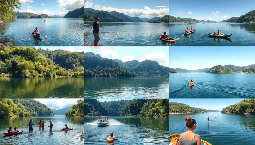 Best lakes near Houston for swimming, boating, fishing collage.