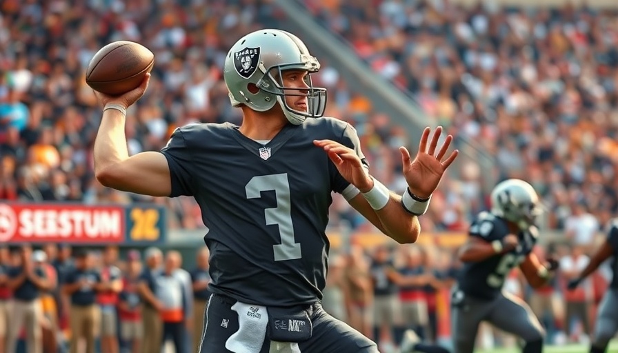 Raiders training camp 2025 quarterback mid-throw action