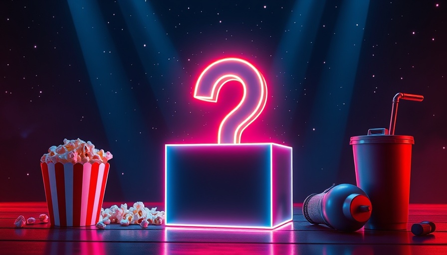 Regal Cinemas Mystery Movie Monday promo with neon holographics.